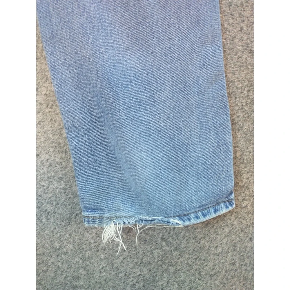 Wrangler 9760WDR Mens Light Wash Straight Leg Distressed Jeans 34x31 Blue Cotton
